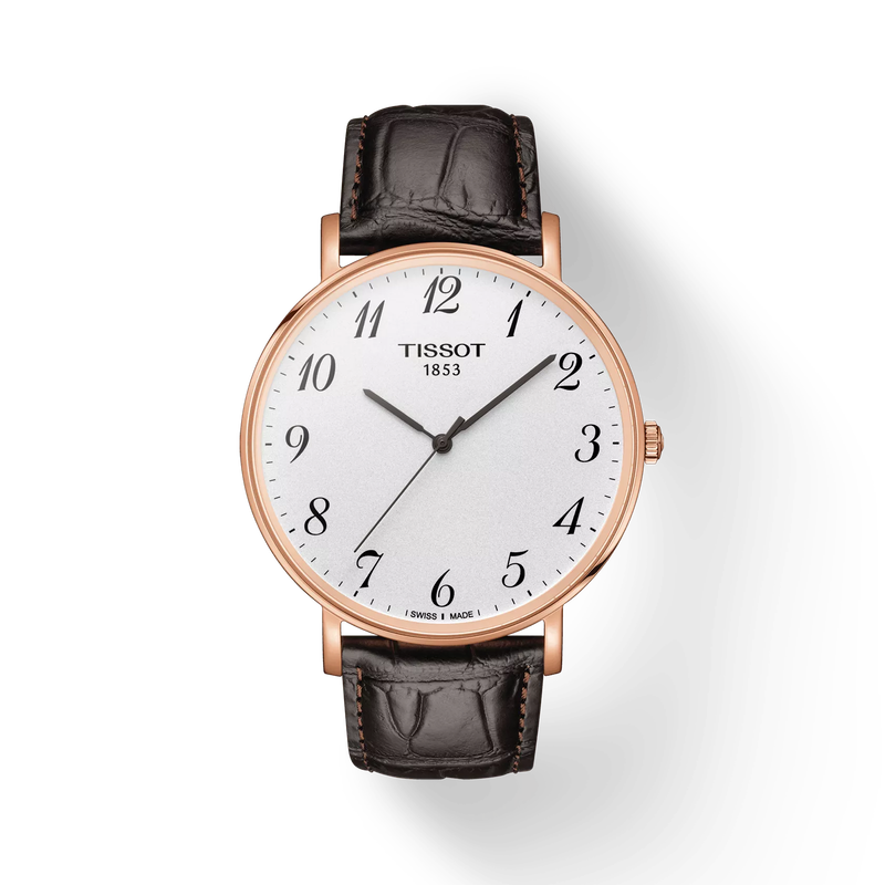 Front view of the watch Tissot Everytime Large with shadow