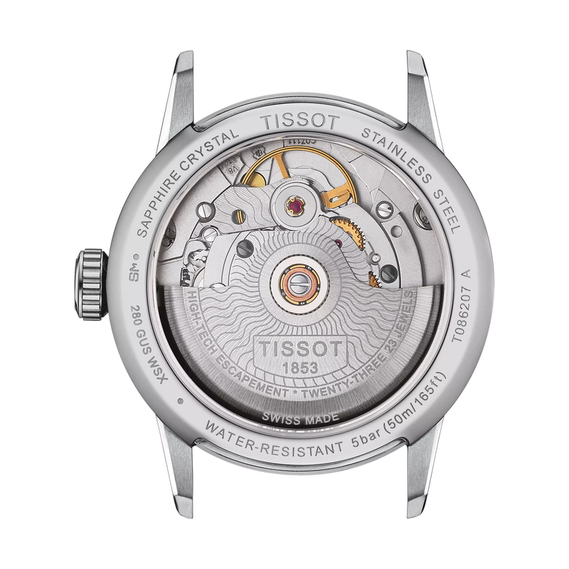 R&uuml;ckansicht des Geh&auml;uses der Uhr Tissot Luxury Automatic