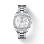 Front view of the watch Tissot PR 100 Sport Chic Chronograph with shadow