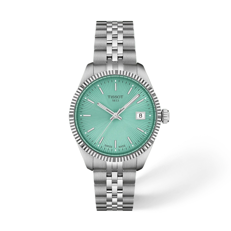 Front view of the watch Tissot Ballade 34mm with shadow