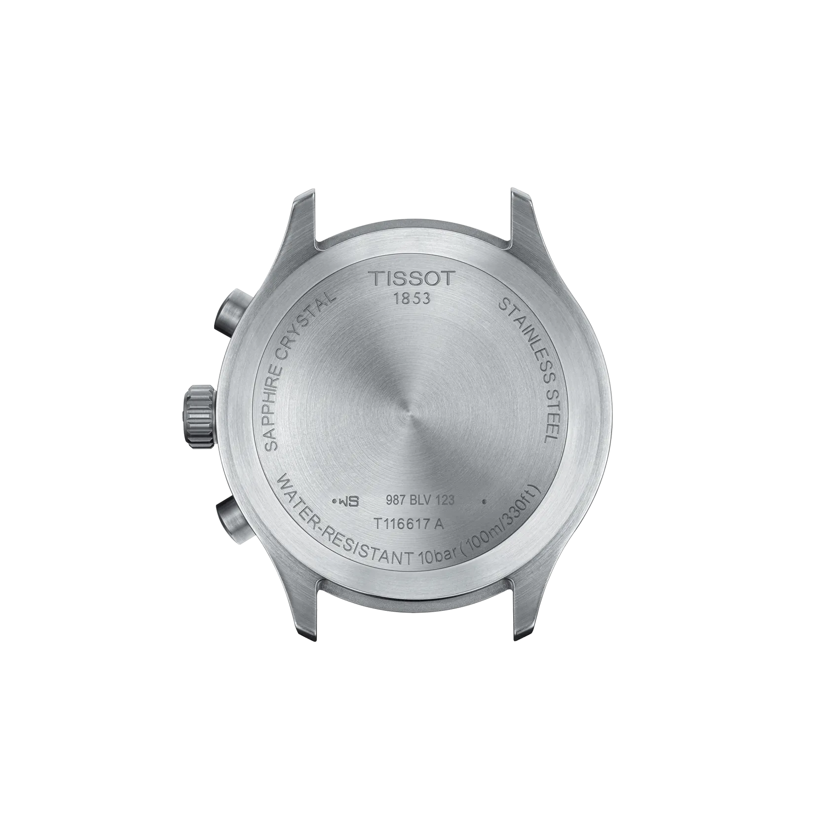 Back view of the watch case Tissot Chrono XL Vintage 45mm