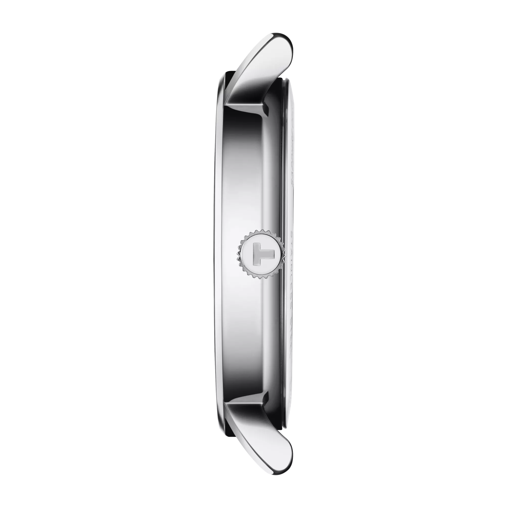 Profile view of the watch case Tissot Everytime 34mm