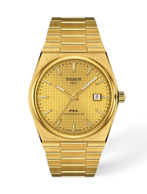 Front view of the watch Tissot PRX 40mm with shadow