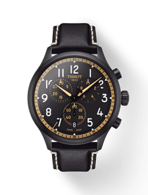 Front view of the watch Tissot Chrono XL Vintage 45mm with shadow