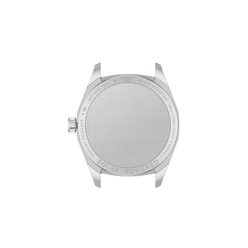 Back view of the watch case Tissot PRC 100 Solar 34mm