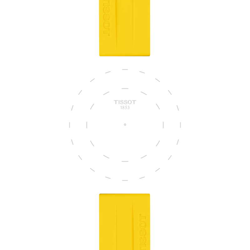 เน้นที่ขาหรือลักของนาฬิกา Tissot Official Yellow Silicone Strap Lugs 22 mm