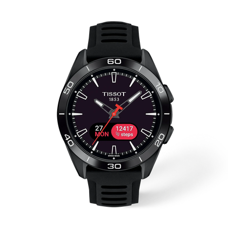 Front view of the watch Tissot T-Touch Connect Sport 43.75mm with shadow