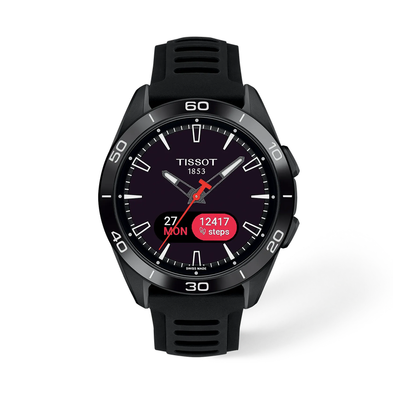 Front view of the watch Tissot T-Touch Connect Sport 43.75mm with shadow
