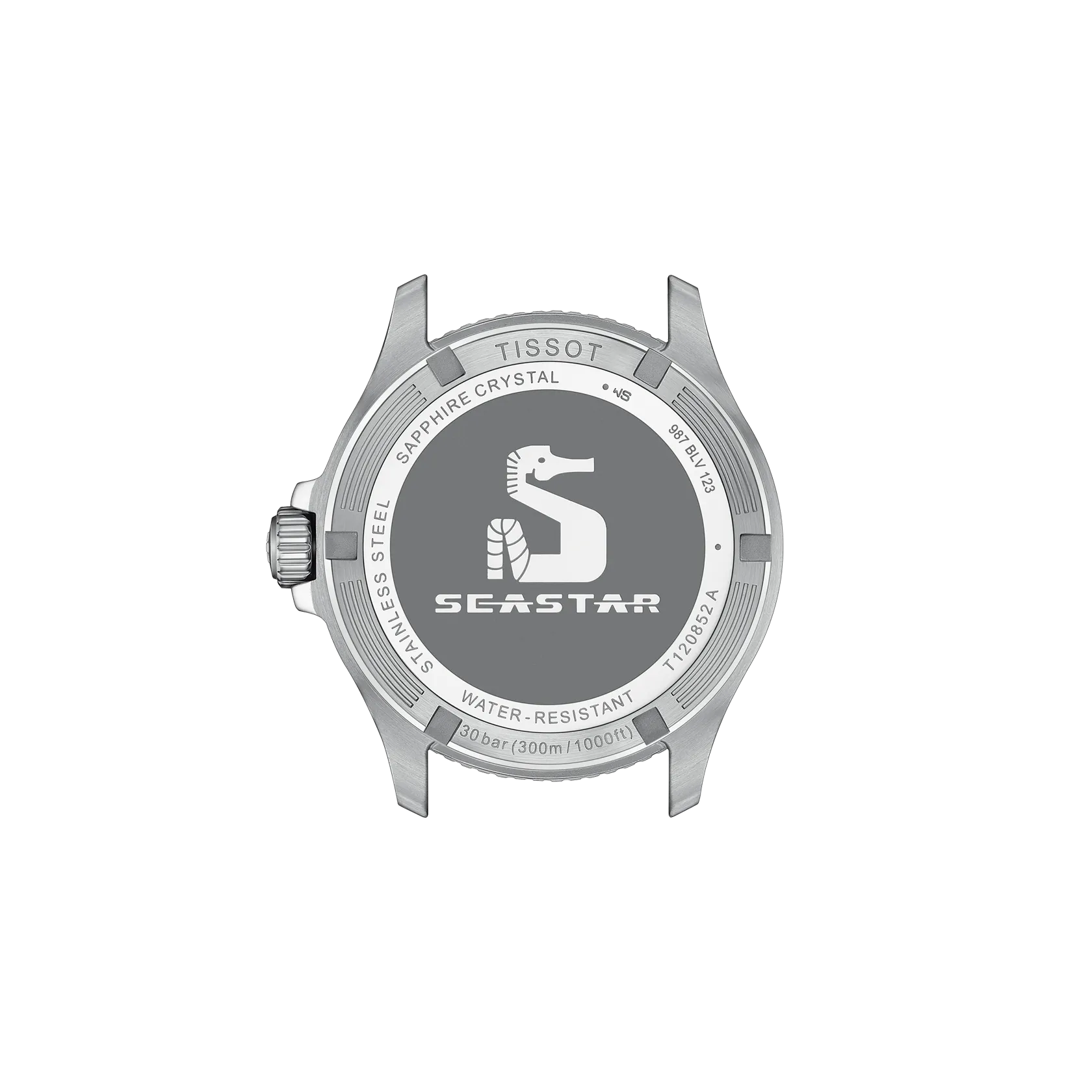 Back view of the watch case Tissot Seastar 1000 GMT 40mm