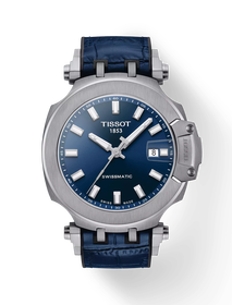 Front view of the watch Tissot T-Race Swissmatic with shadow