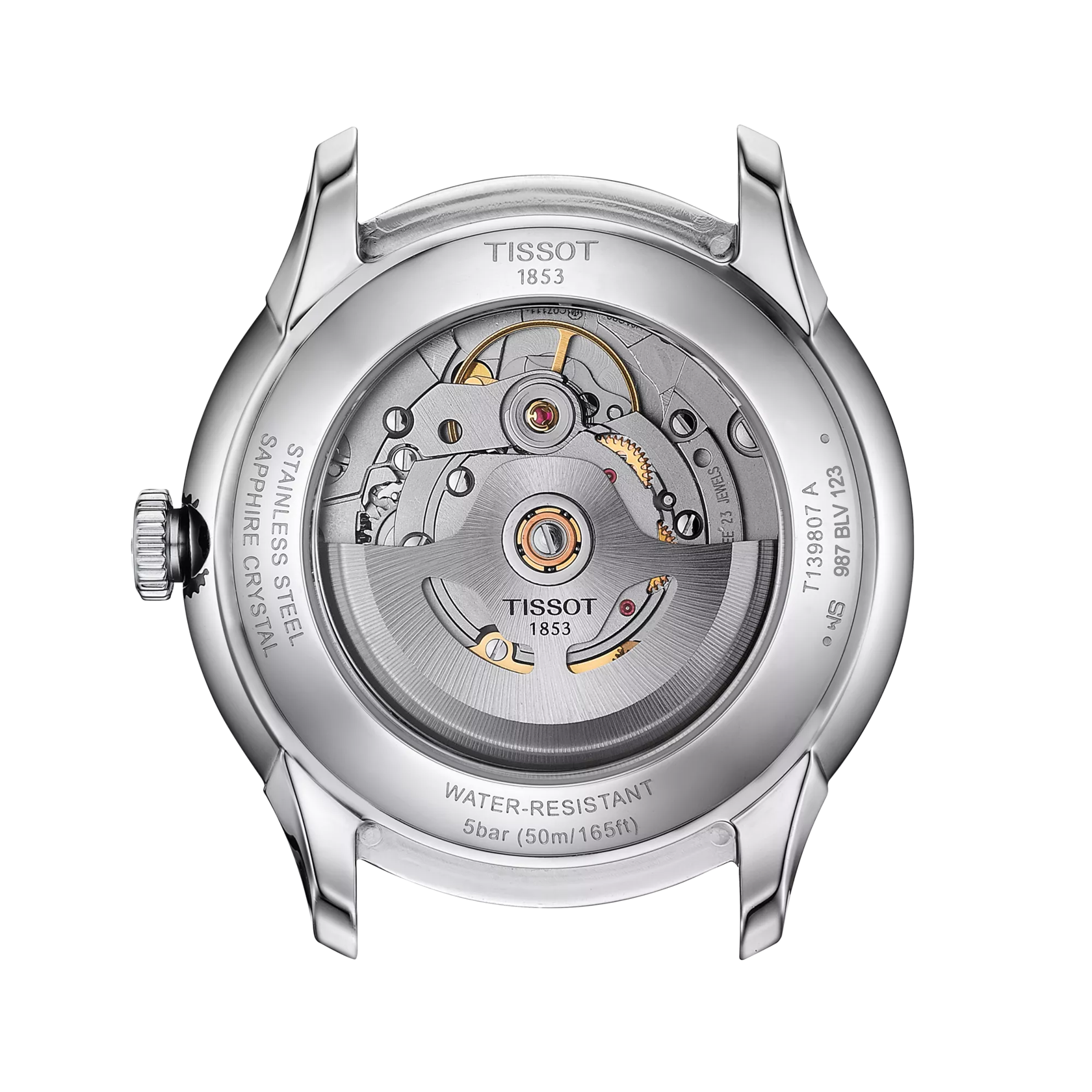 Back view of the watch case Tissot Chemin des Tourelles Powermatic 80 39 mm