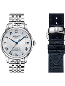 Front view of the watch Tissot Le Locle 20th Anniversary 39.3mm with additional bracelet