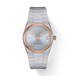 Front view of the watch Tissot PRX Gold 35mm with shadow