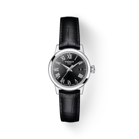 Front view of the watch Tissot Classic Dream Lady with shadow