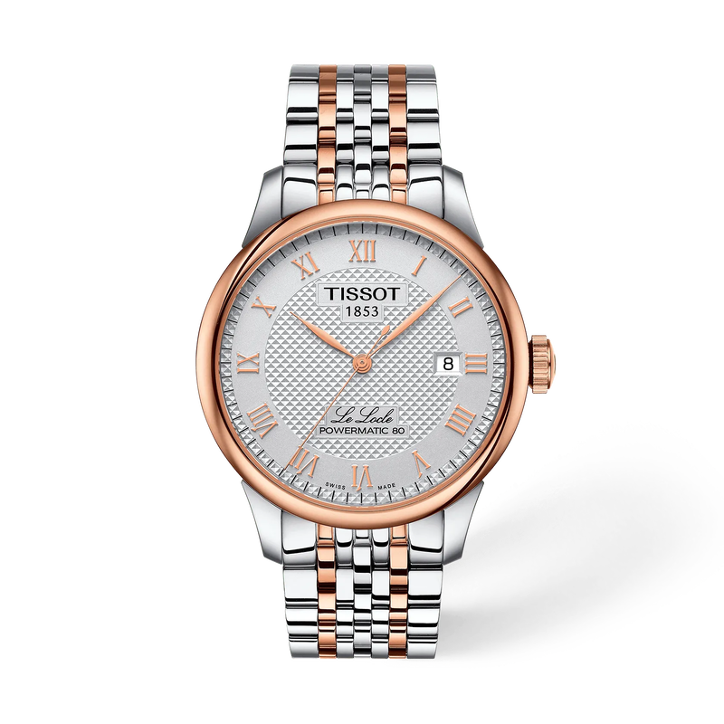 Vooraanzicht van het horloge Tissot Le Locle 39.3mm met schaduw