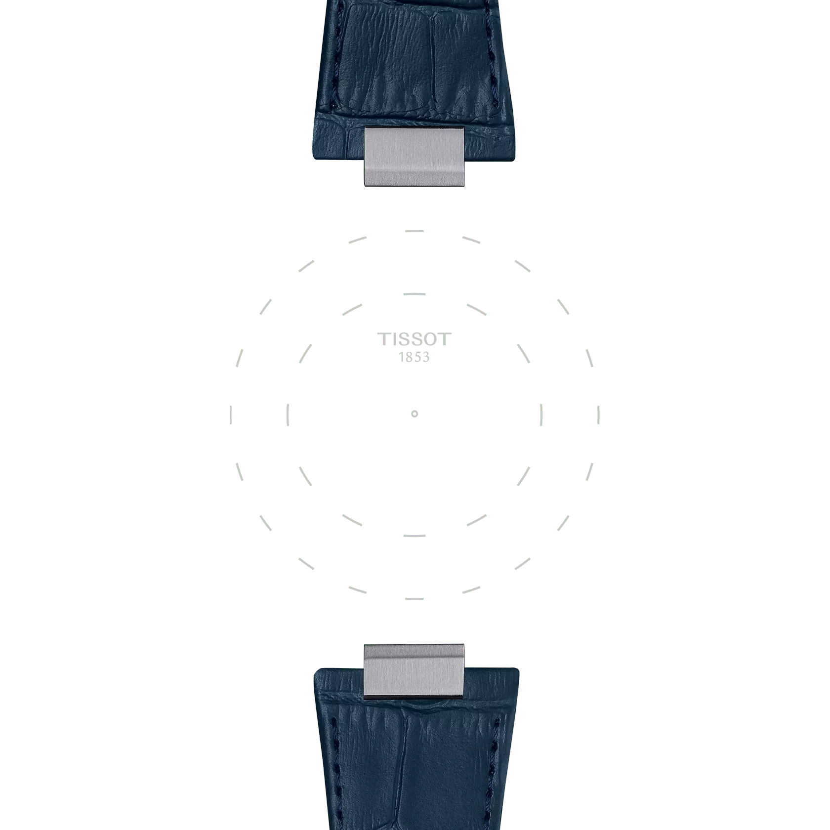 Focus on the lugs of Tissot Official Blue PRX 42mm leather strap