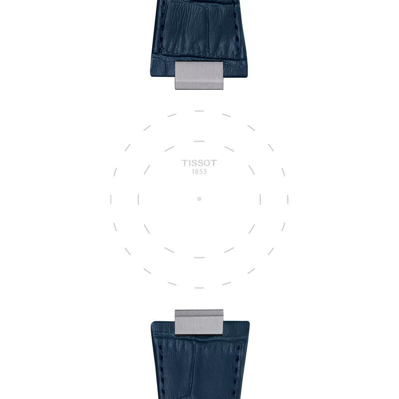 Focus on the lugs of Tissot Official Blue PRX 42mm leather strap