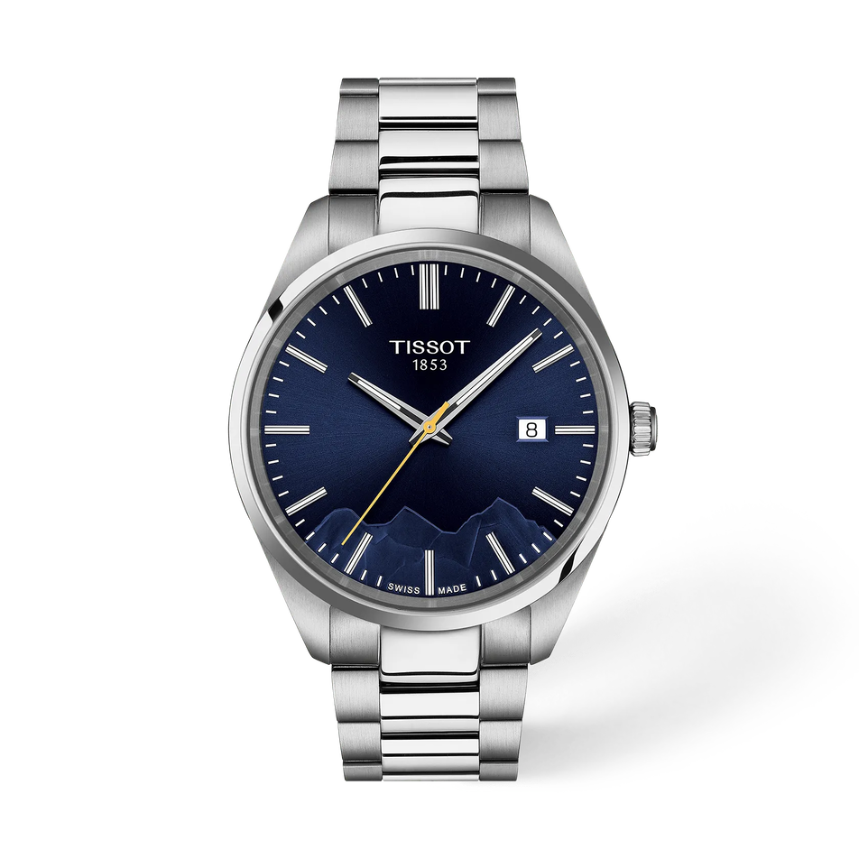 Vorderansicht der Uhr Tissot PR 100 Jungfraubahn 40mm mit Schatten