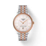 Front view of the watch Tissot Carson Premium 40mm with shadow