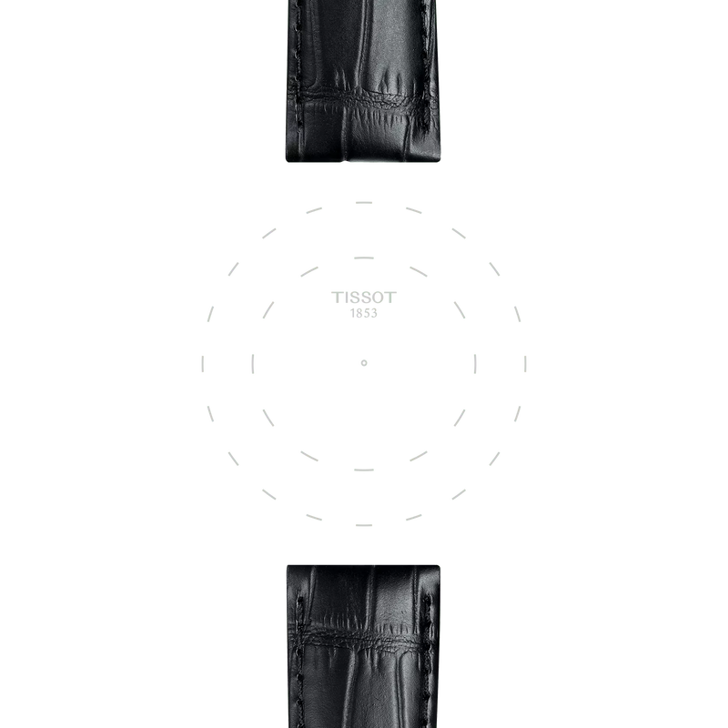 เน้นที่ขาหรือลักของนาฬิกา Tissot Official Black Leather Strap Lugs 21 mm