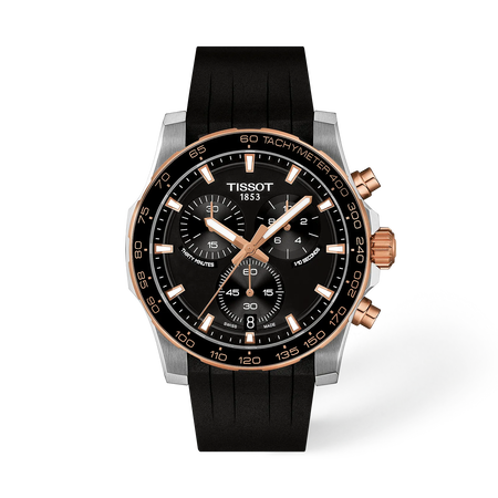 Vista frontal del reloj Tissot Supersport Chrono 42mm con sombra