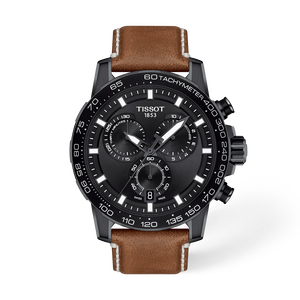 Front view of the watch Tissot Supersport Chrono 45.5mm with shadow