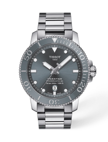Front view of the watch Tissot Seastar 1000 43mm with shadow
