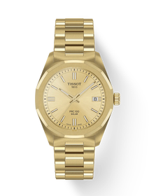 Front view of the watch Tissot PRC 100 Solar 34mm with shadow