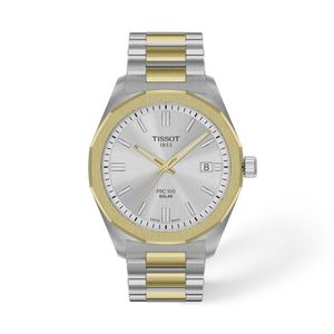 Front view of the watch Tissot PRC 100 Solar 39mm with shadow