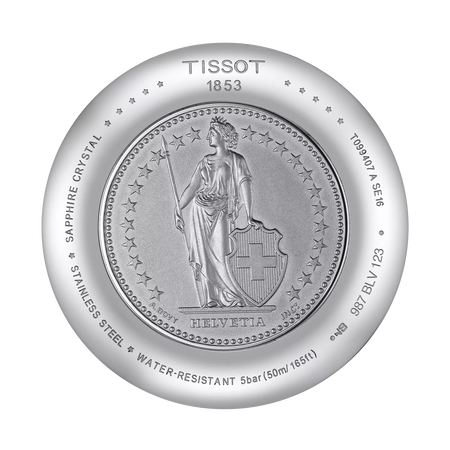 Back view of the watch case Tissot Chemin des Tourelles Helvetic Pride Special Edition 42mm