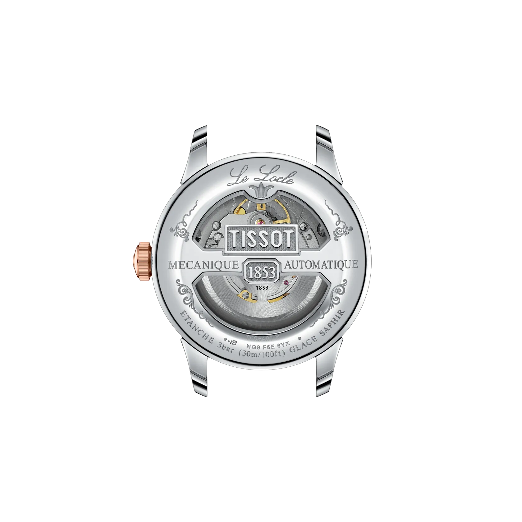 Achteraanzicht van de horlogekast Tissot Le Locle 39.3mm