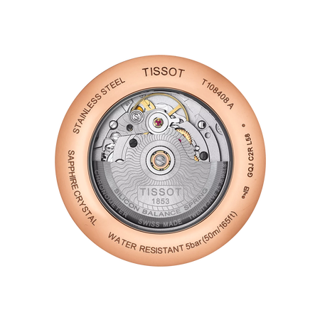 Back view of the watch case Tissot Ballade Powermatic 80 COSC