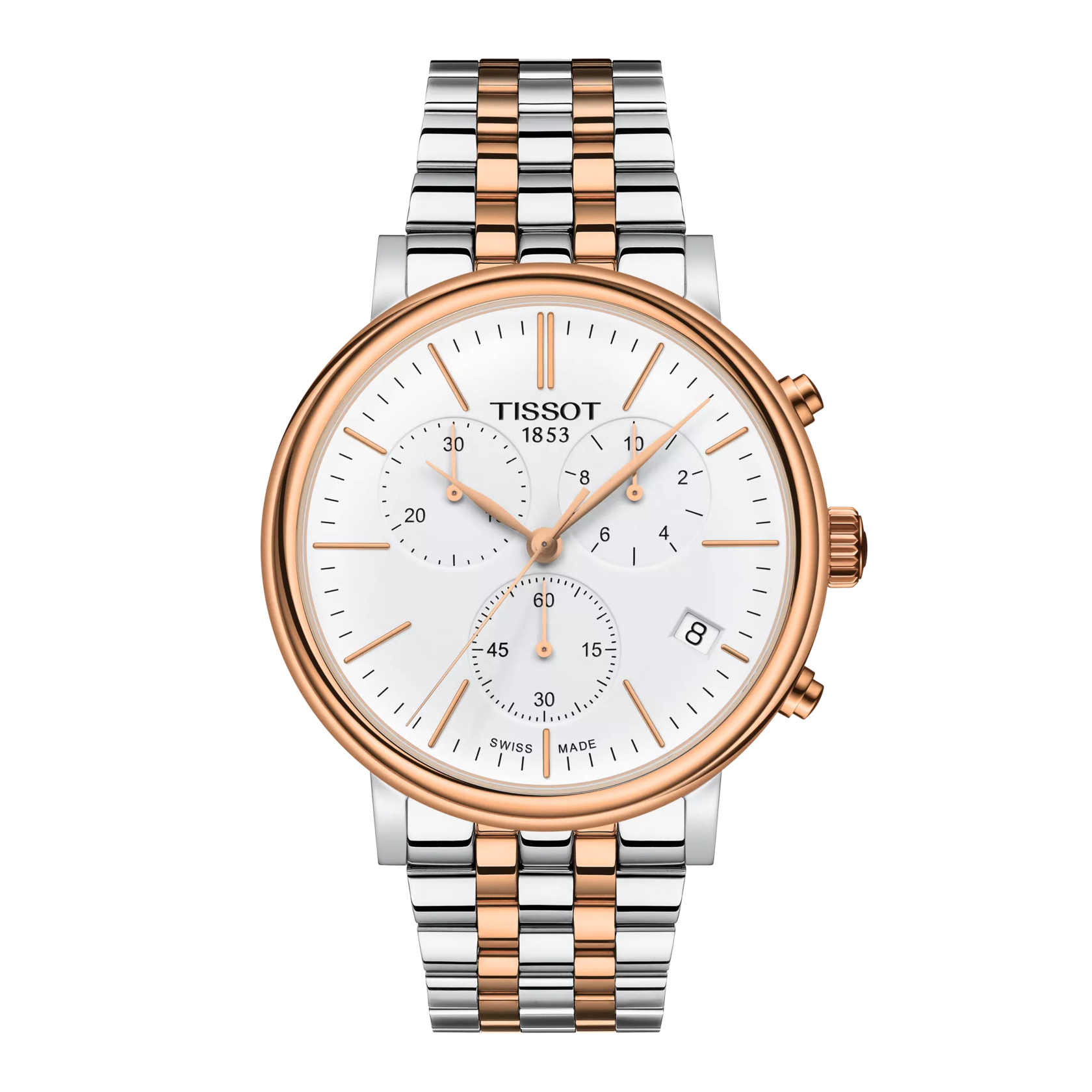 Front view of the watch Tissot Carson Premium Chronograph