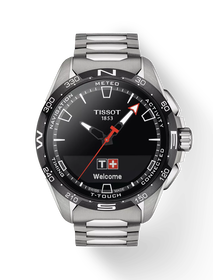 Front view of the watch Tissot T-Touch Connect Solar 47.5mm with shadow