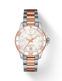 Front view of the watch Tissot Seastar 1000 36mm with shadow