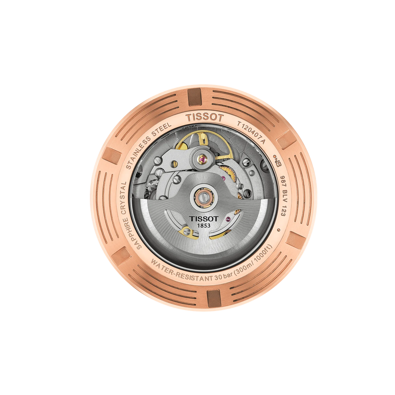 Vista posterior de la caja del reloj Tissot Seastar 1000 Powermatic 80