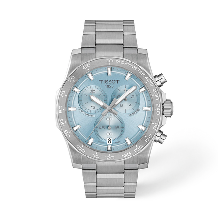 Vista frontal del reloj Tissot Supersport Chrono 42mm con sombra