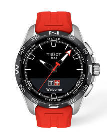 Front view of the watch Tissot T-Touch Connect Solar 47.5mm with shadow