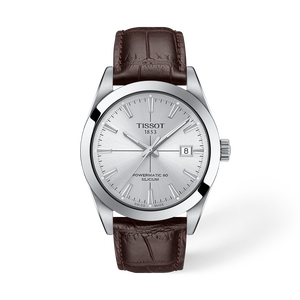 Front view of the watch Tissot Gentleman 40mm with shadow