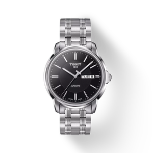 Front view of the watch Tissot Automatics III with shadow