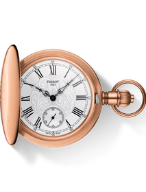 Vooraanzicht van het horloge Tissot Savonnette Mechanical met schaduw