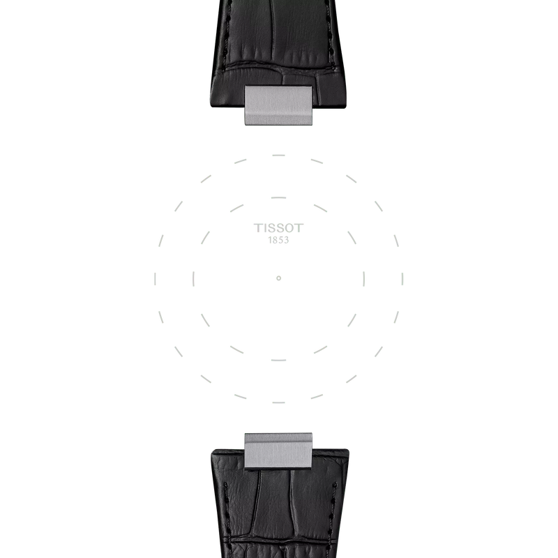 Focus on the lugs of Bracelet Officiel Tissot PRX 42mm Cuir Noir