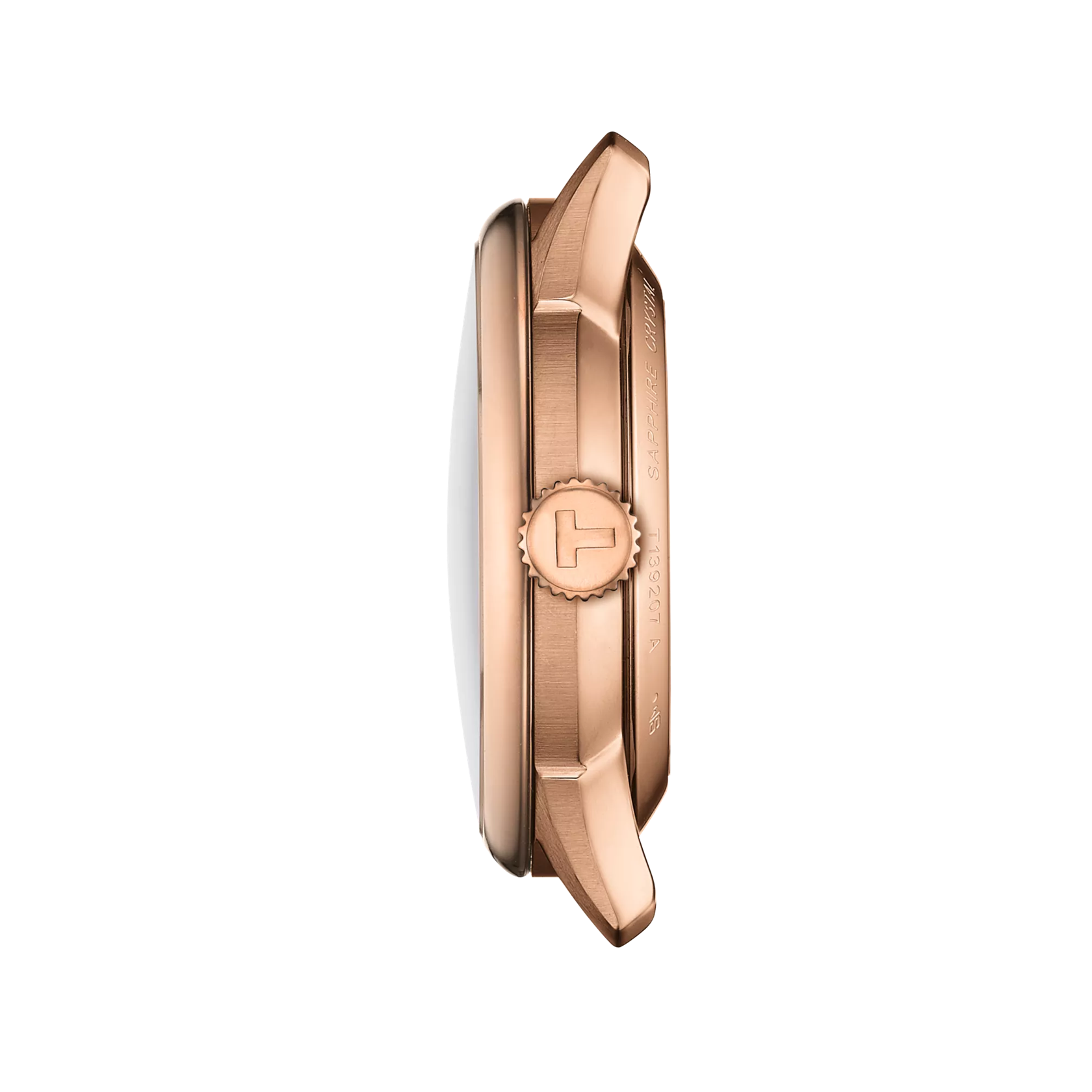 Profile view of the watch case Tissot Chemin des Tourelles Powermatic 80 34 mm