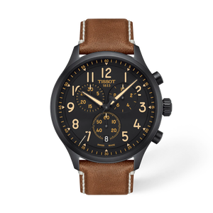 Front view of the watch Tissot Chrono XL 45mm with shadow