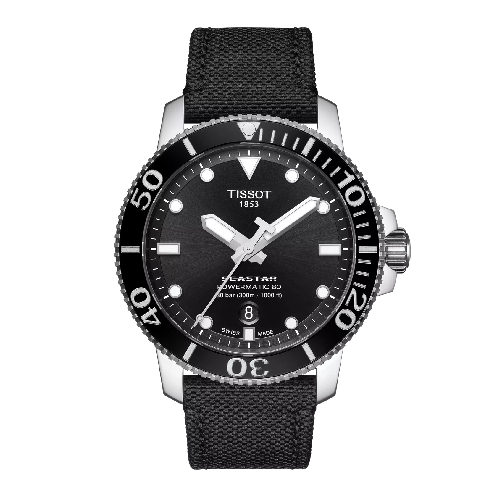 Vue de face de la montre Tissot Seastar 1000 Powermatic 80