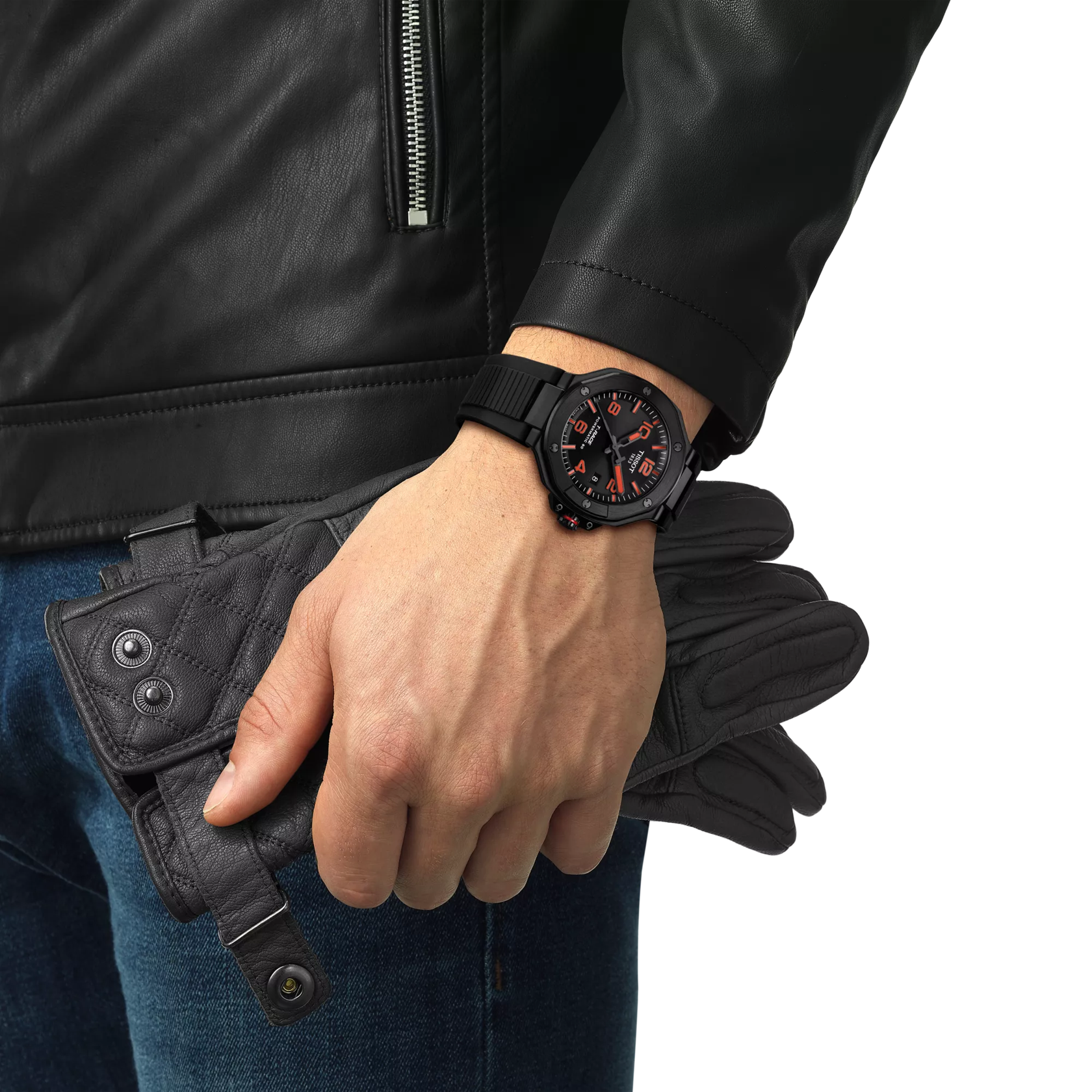 Simulation of the watch Tissot T-Race 41mm on a wrist