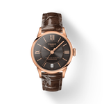 มุมมองด้านหน้าของนาฬิกา Tissot Chemin des Tourelles Powermatic 80 Lady พร้อมเงา