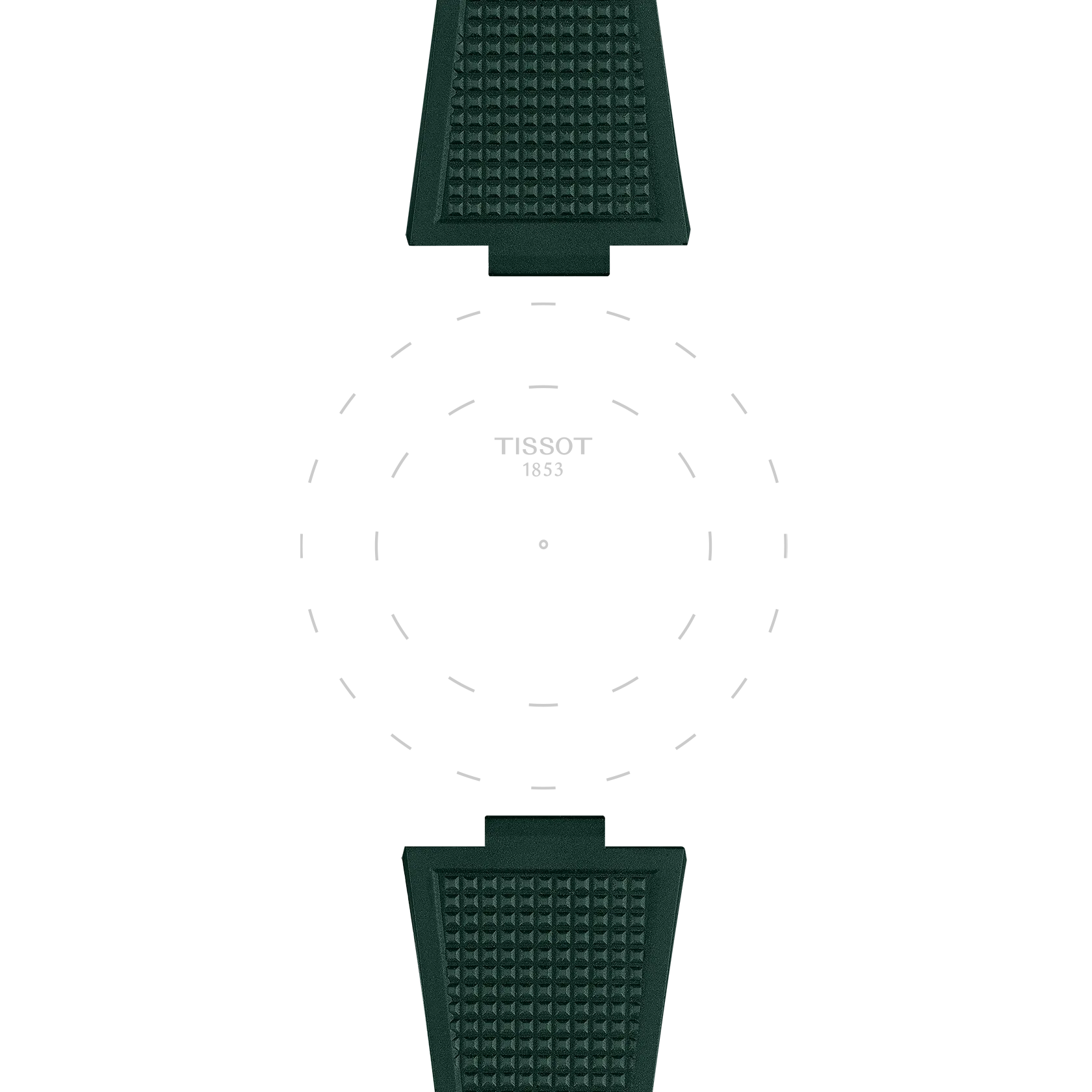 เน้นที่ขาหรือลักของนาฬิกา Tissot Official PRX 40mm Dark Green Rubber Strap
