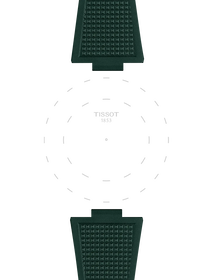 Focus on the lugs of Tissot Official PRX 40mm Dark Green Rubber Strap