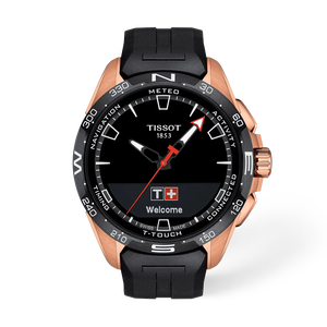 Front view of the watch Tissot T-Touch Connect Solar 47.5mm with shadow